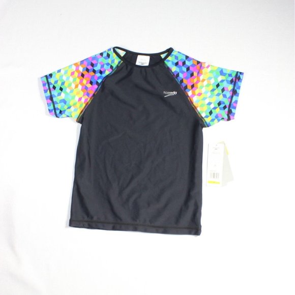 Speedo Girls Black‎ / Pink UV Protection Pullover Swim Top Size Medium Lot Of 2 - Picture 3 of 9